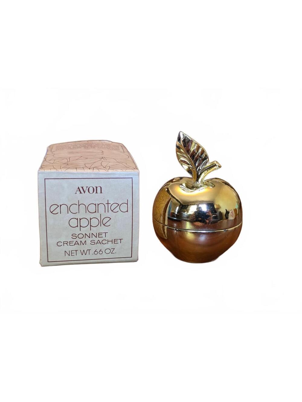 Avon Enchanted Apple Cream Sachet Jar Title: Vintage 1970s Avon Enchanted Apple